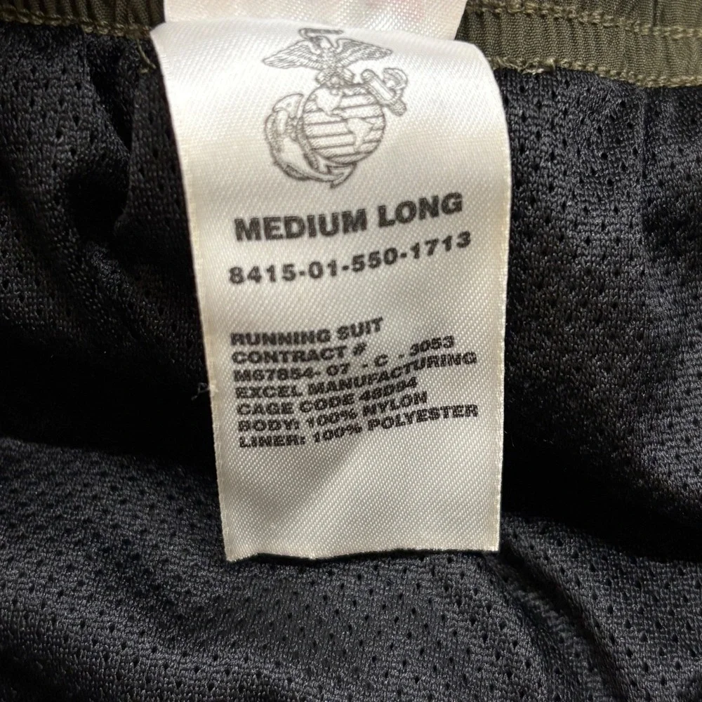 New Balance USMC Medium Long Olive Green‎ Athletic Track Pants Men's Reflective